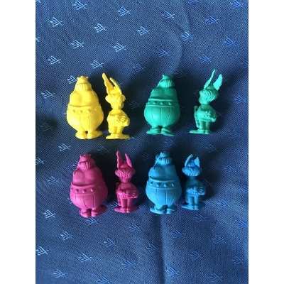 Asterix complete eraser series PELIKAN green, pink, yellow and blue