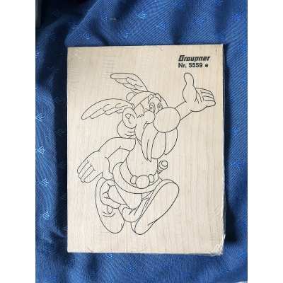 Extremely rare Asterix wood carving (chantournage) from 1972 new sealed