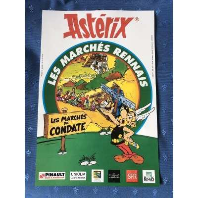 ultra rare Asterix 20 x 30 plastic poster of the Rennes markets