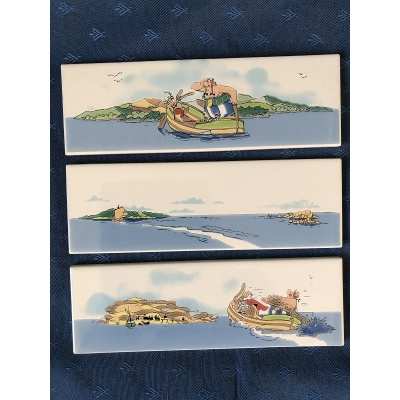 Rare set of 3 new old Asterix tiles