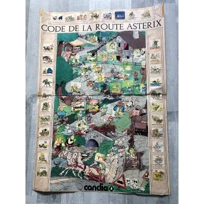 ultra rare Asterix CANDIA poster complete with "le code de la route" from 1975