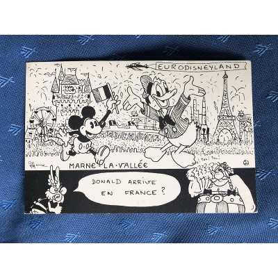 Astérix mickey rare carte postale ouverture eurodisneyland 1986