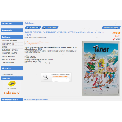 Rare Astérix aux jeux olympiques affiche ténor en très bon état.