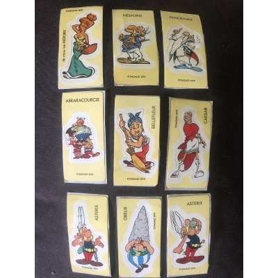 Astérix rare lot de 9 stickers Colgate 1979 (Belgique)