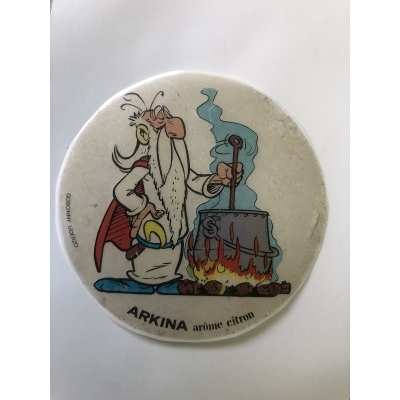 ( Astérix ) sticker Panoramix ultra rare Arkina arome citron des années 70