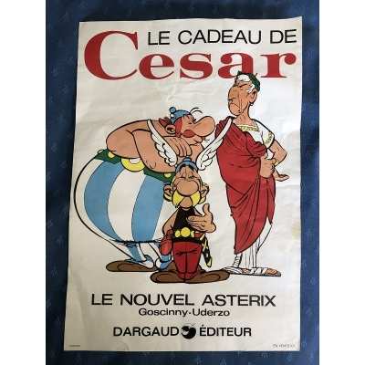 affiche Libraire Astérix " Le cadeau de césar " de 1974