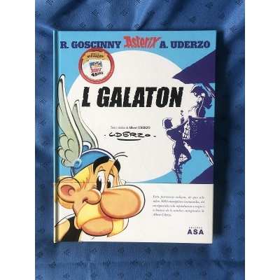 Rare Asterix L GALATON in French and Mirandes (Portuguese) 3000 ex and its cardboard insert