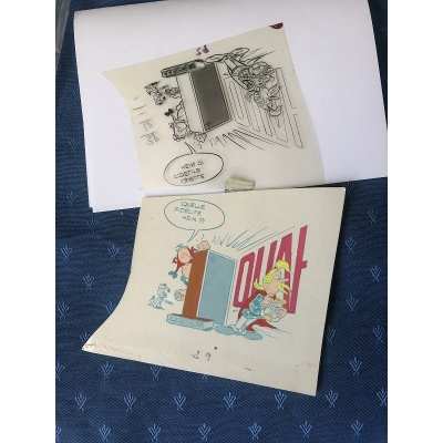 Astérix Studio Uderzo - 1 Bleu de coloriage + film noir pour l'élaboration du catalogue philirama de 1974 (2)