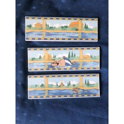 Asterix the complete set of 3 listel tiles earthenware tiles