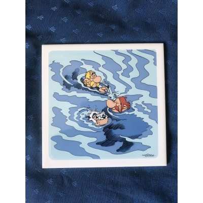 Asterix 1 "bathing" earthenware tile