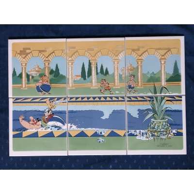 Asterix 6-tile fresco, earthenware, tiles