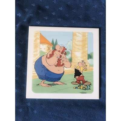 Astérix 1 carrelage faïence carreau " idefix et Astérix se sèchent " 20 x 20 cm