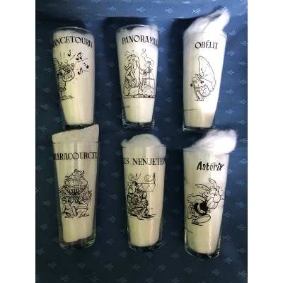 Astérix rare série complète des 6 verres de 1967 neufs Astérix rare série complète des 6 verres de 1967 neufs