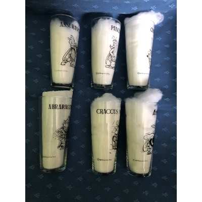 Asterix rare complete set of 6 new glasses from 1967 Asterix rare complete set of 6 new glasses from 1967