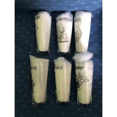 Astérix rare série complète des 6 verres de 1967 neufs Astérix rare série complète des 6 verres de 1967 neufs
