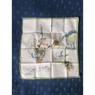 copy of rare Asterix handkerchief blue outline year 80 of 25 x 25 cm