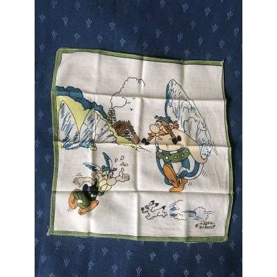 rare Astérix mouchoir contour vert année 80 de 25 x 25 cm