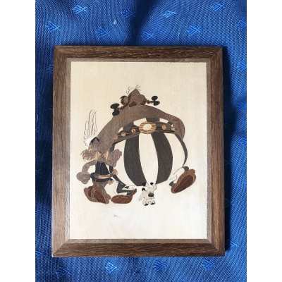 Asterix and Obelix wooden painting 13.5 x 16.5 cm