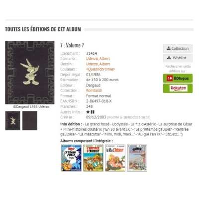 rare Astérix Rombaldi tome 7 comme neuf