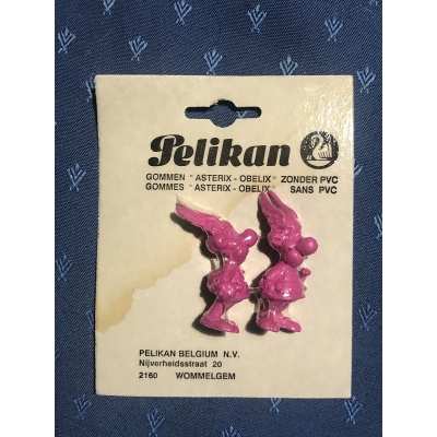 Asterix and Asterix rare pink pelikan erasers sealed 1991