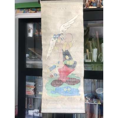 Asterix old kakemono from 1974 with printing error